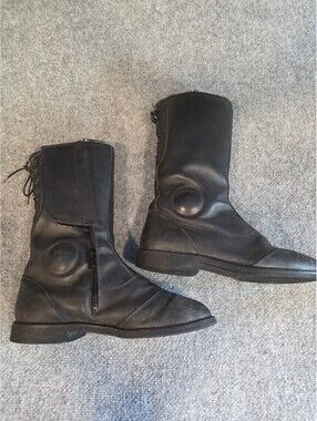 Vtg BMW Motorrad Leather Motorcycle Boots 45 Made in Italy Back Lace Zip Biker